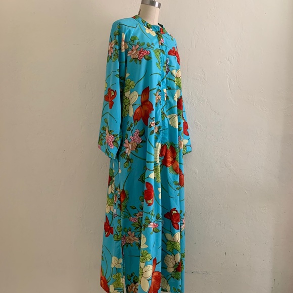 Sold Aqua Blue Floral Maxi Kaftan - Picture 3 of 12